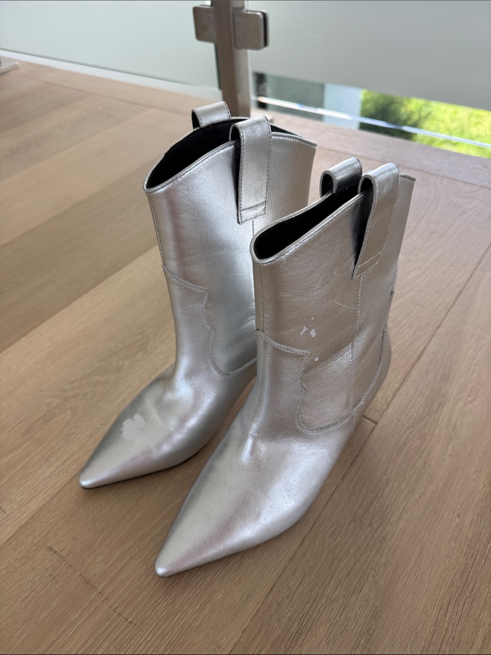 Shoe the bear metalic silver cowboy western boots